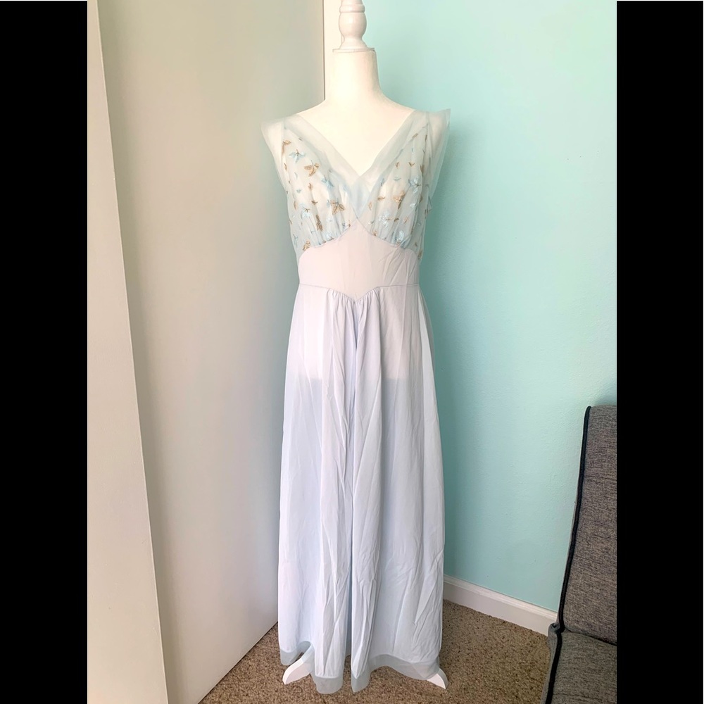 Vintage Vanity Fair Blue/ Lace Nightgown Size M 38